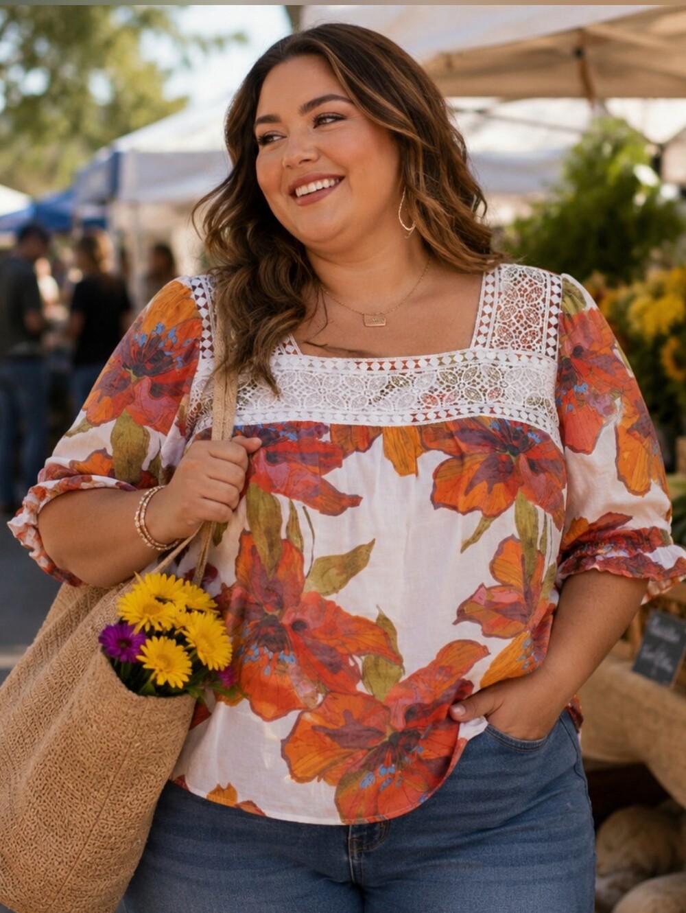 Hope & Harlow Floral Short Sleeve Blouse. NWT
